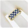 Image 3 : 18K Gold 2.16 ctw Invisible Set Alternating Sapphire Diamond Wide Stack Band Rin