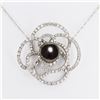 Image 2 : 11mm Tahitian Pearl and 1.33 ctw Diamond 14K White Gold Necklace/Pendant