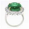 Image 8 : QUALITY Platinum 18k Gold 17.34 ctw AGL Large Oval Emerald & Diamond Halo Ring