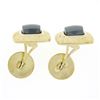 Image 5 : Men's Morelli 14K Gold Cushion Cabochon Bezel Hematite Roman Numeral Cuff Links