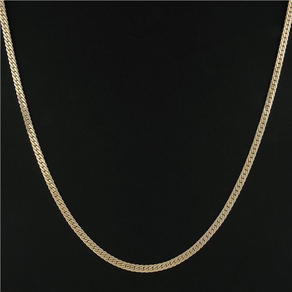 Elegant Yellow Gold 20" 4.3mm Polished Flat Cuban Curb Link Chain Necklace