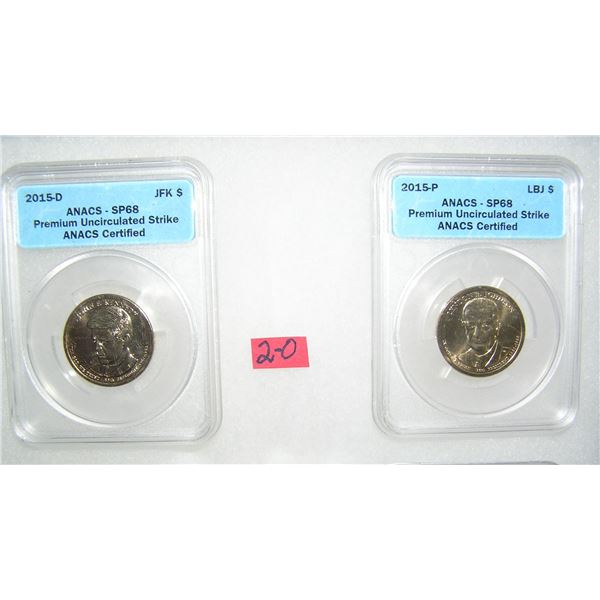 Pair of graded uncirculated Golden Dollar Presedential coins
