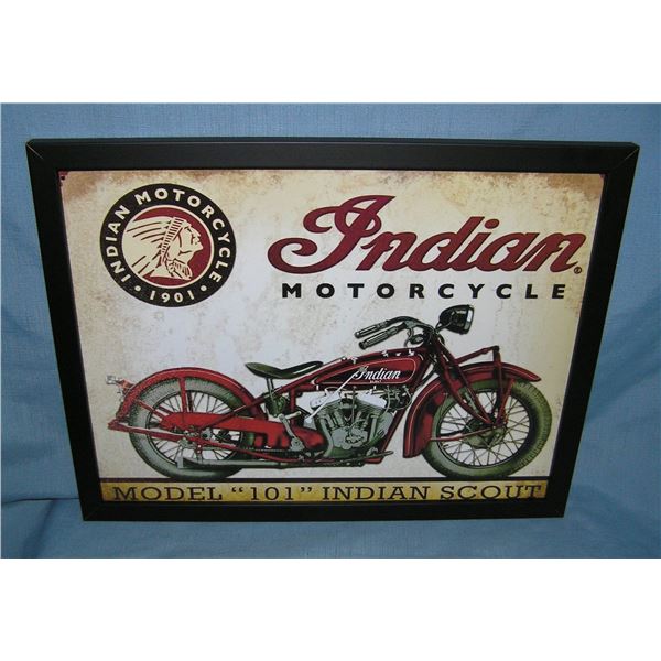 Indian Motorcycles framed retro style advertising sign