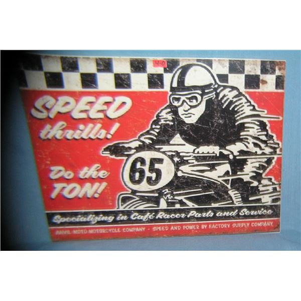 Speed Thrill's Anvil Motorcycle Co. retro style sign