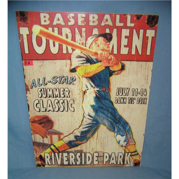 Baseball Tournament Riverside Park retro style sign