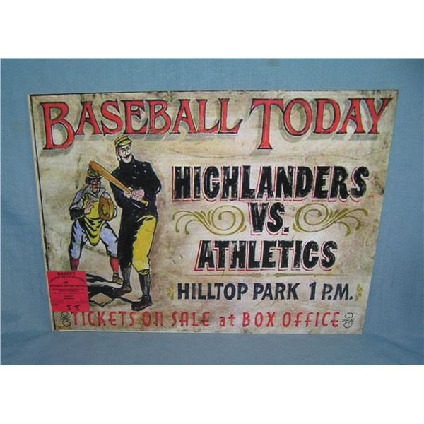 Baseball Today Highlanders Vs. Athletics retro style  sign