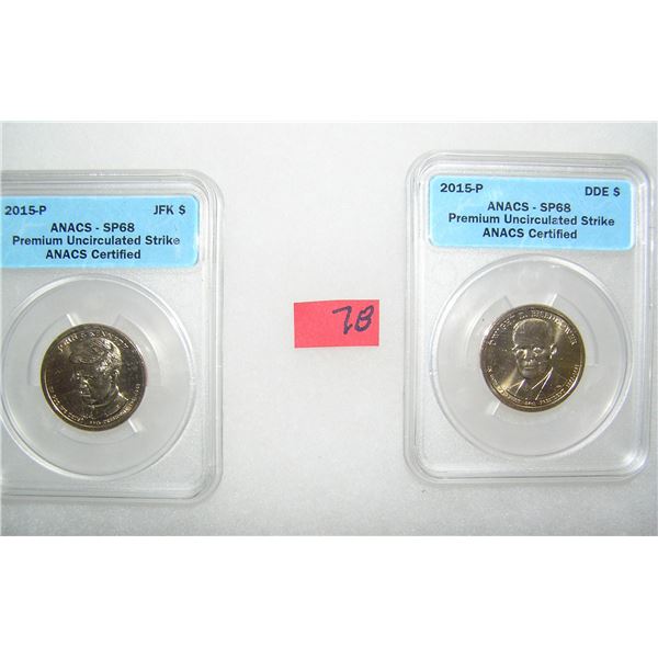 Pair of graded uncirculated Golden Dollar Presedential coins