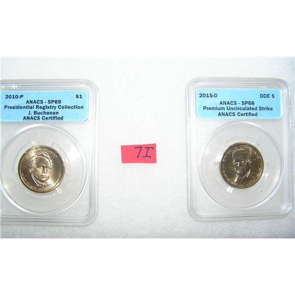 Pair of graded uncirculated Golden Dollar Presedential coins