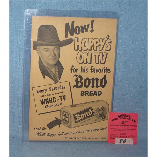 Hop-Along-Cassidy Bond Bread advertising piece