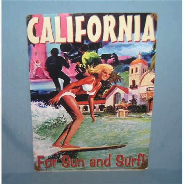 California for sun and surf retro style advertising sign