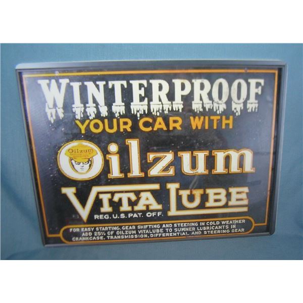 Oilzum winter proof retro style advertising sign