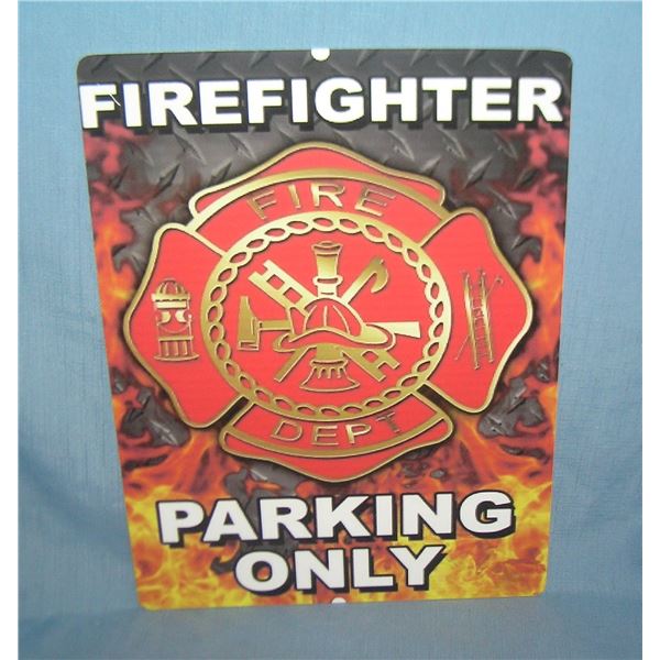 Fire Fighter Parking Only retro style advertising sign