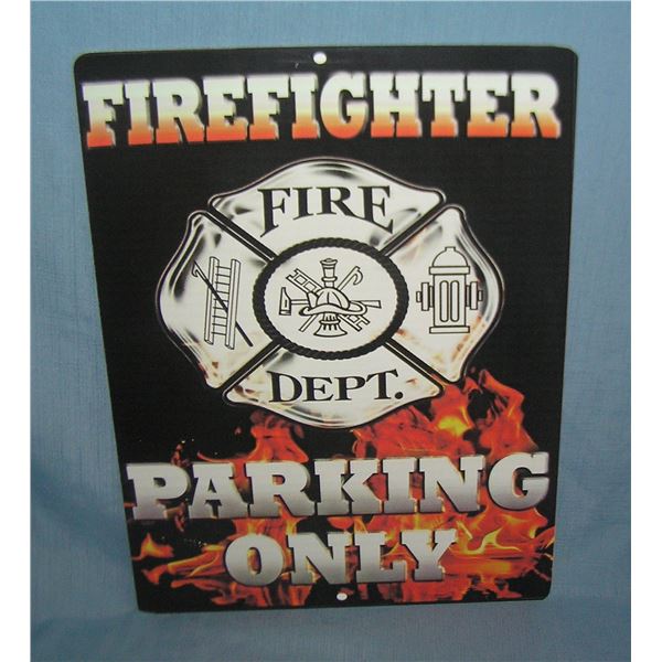 Fire Fighter Parking Only retro style advertising sign