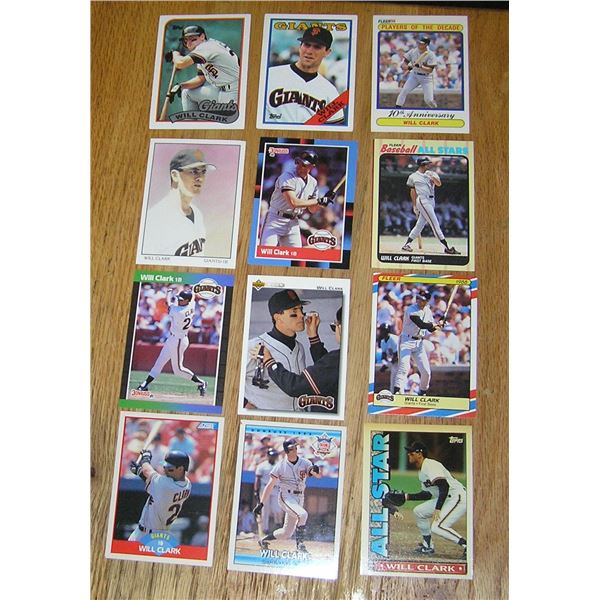 Group of vintage Will Clark all star baseball cards
