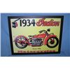 1934 Indian Motocycles framed retro style advertising sign