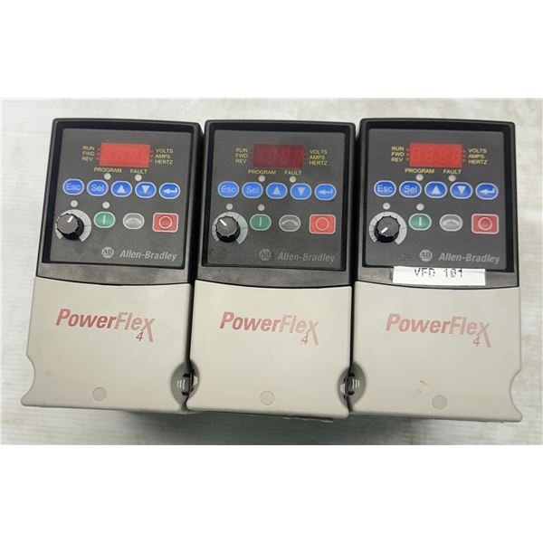 (3) Allen Bradley #22A-D4P0N104 Power Flex 4