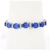 Image 3 : NEW 14k Gold 37.71 ctw Alternating Oval Tanzanite & Round Diamond Tennis Bracele