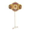 Image 1 : Antique Etruscan Revival 14k Gold Rhodolite Garnet Floral Repousse Work Brooch