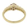Image 2 : 14k Yellow Gold 0.14 ctw Diamond & Ruby Halo Petite Floral Ribbed Cluster Ring