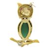 Image 3 : Vintage 18k Yellow Gold Green Chalcedony & Ruby Eyes 3D Owl on Branch Pin Brooch