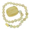 Image 5 : Vintage 14k Gold Gia Jade Bead Necklace w/ Matching Dangle Clip On Earrings Set