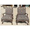 Image 1 : VINTAGE GEORGIAN STYLE CARVED MAHOGANY TAPESTRY ARMCHAIRS, PAIR