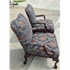 Image 3 : VINTAGE GEORGIAN STYLE CARVED MAHOGANY TAPESTRY ARMCHAIRS, PAIR