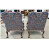 Image 7 : VINTAGE GEORGIAN STYLE CARVED MAHOGANY TAPESTRY ARMCHAIRS, PAIR