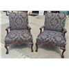 Image 9 : VINTAGE GEORGIAN STYLE CARVED MAHOGANY TAPESTRY ARMCHAIRS, PAIR