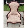 Image 2 : VICTORIAN STYLE GENTLEMAN'S AND LADY'S CARVED WALNUT PARLOR CHAIRS