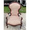 Image 8 : VICTORIAN STYLE GENTLEMAN'S AND LADY'S CARVED WALNUT PARLOR CHAIRS