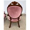 Image 13 : VICTORIAN STYLE GENTLEMAN'S AND LADY'S TUFTED VELVET AND CARVED WOOD PARLOR CHAIRS