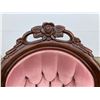 Image 6 : VICTORIAN STYLE GENTLEMAN'S AND LADY'S TUFTED VELVET AND CARVED WOOD PARLOR CHAIRS