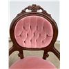 Image 9 : VICTORIAN STYLE GENTLEMAN'S AND LADY'S TUFTED VELVET AND CARVED WOOD PARLOR CHAIRS
