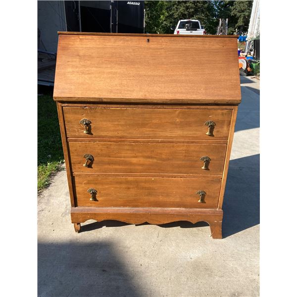 VINTAGE DROP-FRONT SECRETARY DESK WITH DRAWERS