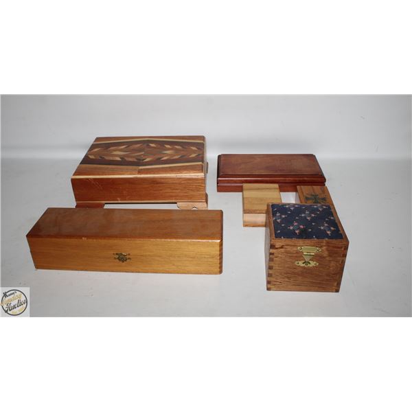 FLAT OF WOODEN TRINKET BOXES