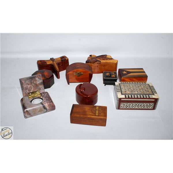FLAT OF ASSORTED WOODEN TRINKET BOXES