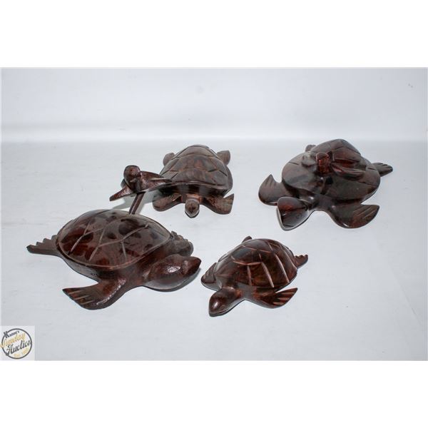 FLAT OF WOOD CARVED TURTLES