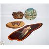 Image 1 : FLAT OF 2 WOOD COOKIE PAINTINGS & 2 CLOCKS