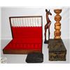 Image 1 : LOT OF WOOD CARVINGS & TRINKET BOXES