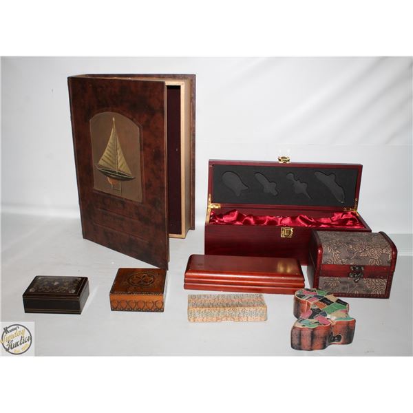 FLAT OF ASSORTED WOOD TRINKET BOXES