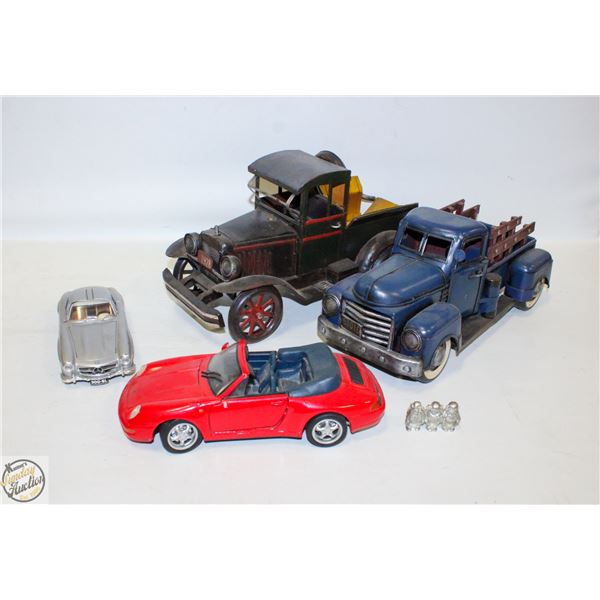 FLAT OF 4 VEHICLE MODELS INCL: 2 TRUCKS & 2 CARS