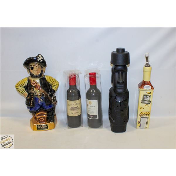 FLAT OF COLLECTOR BOTTLES & 2 WINE GIFT SETS