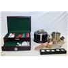 Image 1 : FLAT OF 2 POKER SETS, NATIVE ORNAMENT & MORE