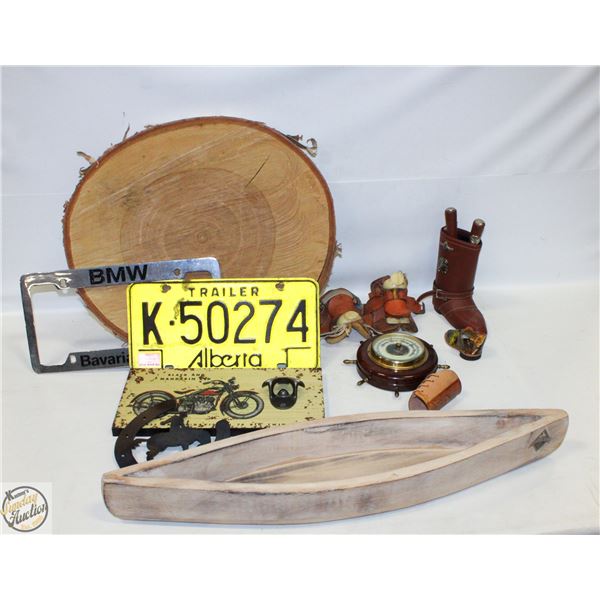 FLAT W/ WOOD COOKIE WALL HANGING, WOOD CARVED