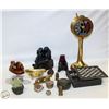 Image 1 : FLAT OF ASSORTED DECOR INCL: WOOD & STONE CARVINGS