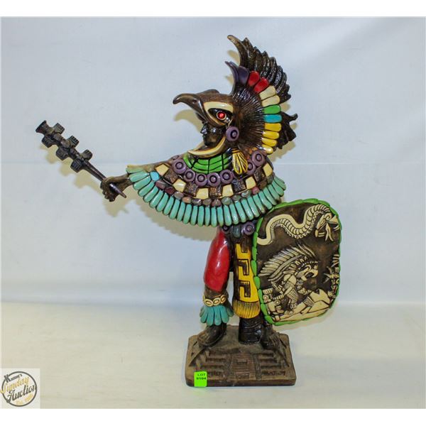 AZTEC WARRIOR STATUE APPROX 17" TALL