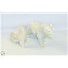 Image 1 : PAIR OF CARVED ALABASTER POLAR BEAR FIGURINES