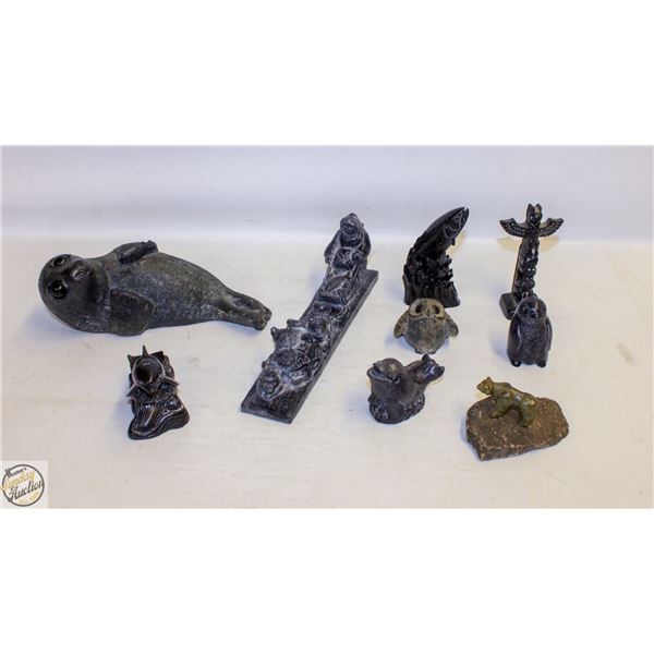 FLAT OF ASSORTED SOAP STONE CARVINGS