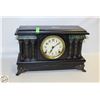 Image 1 : BLACK MANTEL CLOCK W/ FAUX MARBLE COLUMNS